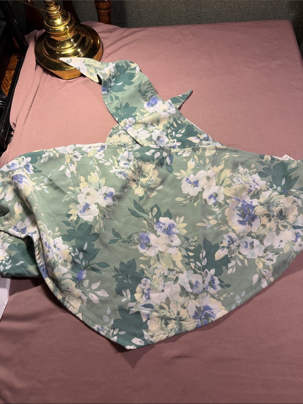 Abercrombie & Fitch Sage Green Floral Cropped Hoodie